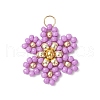 Glass Seed Beaded Flower Pendants PALLOY-MZ00712-02-1