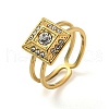 Ion Plating(IP) 304 Stainless Steel Rhinestone Square Finger Rings for Women Men STAS-Z060-01G-1