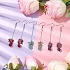 304 Stainless Steel with Natural Amethyst & Green Aventurine & Carnelian & Green Aventurine & Agate &  Stud Dangle Earring EJEW-TA00528-2