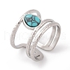 Teardrop 304 Stainless Steel Open Cuff Rings RJEW-G314-05P-2