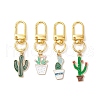 Cactus Alloy Enamel Pendant Decorations HJEW-JM02887-2