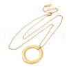 304 Stainless Steel Textured Ring Pendant Necklaces NJEW-H059-23G-4