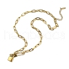 304 Stainless Steel Lock Pendant Paperclip Chain Necklaces for Women Men NJEW-Q028-07G-2