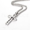 Tarnish Resistant 304 Stainless Steel Rolo Chain Cross Pendant Necklaces NJEW-JN01287-3