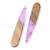 Transparent Resin & Walnut Wood Pendants X-RESI-S389-039A-B01-2
