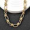 304 Stainless Steel Oval Textured Infinity Link Chain Necklaces for Women Men NJEW-K249-20A-G-2