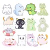 13Pcs 13 Style Dinosaur & Cat & Frog Acrylic Brooch Pin JEWB-SZ0001-83-1