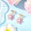 Flower Handmade Glass Seed Beads Dangle Stud Earrings EJEW-MZ00471-02-1