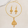 Brass Hollow Triangle Earrings & Necklaces Sets for Women KT4944-5