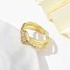 Letter D Clear Cubic Zirconia Cuff Rings RJEW-G337-10G-4