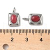 304 Stainless Steel Pave Dyed Natural White Jade Rectangle with Oval Charms STAS-L022-516P-03-3