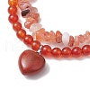 2pcs 2 Styles 6mm Round & Chip Natural Red Agate Beaded Stretch Bracelet Sets BJEW-TA00517-01-3