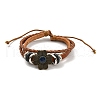 Braided PU Leather & Waxed Cords Multi-strand Bracelets BJEW-P329-07-2