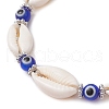 4Pcs 4 Colors Cowrie Shell and Evil Eye Lampwork Bead Bracelets for Women BJEW-TA00591-4