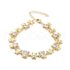 Rack Plating Brass Pave Cubic Zirconia Bear Link Chain Bracelets for Women BJEW-B109-02G-2