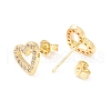 Clear Cubic Zirconia Open Heart Stud Earrings EJEW-P196-12G-2