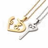 Heart & Skeleton Key Couple Pendant Necklaces & Stud Earrings SJEW-E045-06GP-2