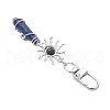 Copper Wire Wrapped Natural Lapis Lazuli Pointed Bullet Pendant Decorations HJEW-JM03104-04-5