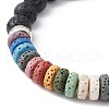 Dyed Colorful Natural Lava Rock & Rhinestone Beaded Stretch Bracelets for Women BJEW-JB09668-01-3