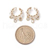 Clear Glass Beaded Charms Cuff Ring EJEW-TA00158-5