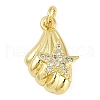 Rack Plating Brass Micro Pave Cubic Zirconia Pendants KK-P287-41B-G-1