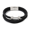 Braided Black Microfiber Leather Cord Multi-strand Bracelets for Women Men BJEW-D304-03P-2