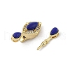 Brass Micro Pave Cubic Zirconia & Optimized Lapis Box Clasps KK-P291-47G-2