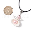 Clam Shell Pendant Necklaces NJEW-MZ00111-01-4