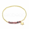 Natural Malaysia Jade(Dyed) Round Beaded Stretch Bracelet with 304 Stainless Steel Star Charms BJEW-JB08059-01-1