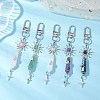 5Pcs Bullet Natural Lapis Lazuli & Green Aventurine & Amethyst & Quartz Crystal & Rose Quartz & Yellow Jade Pendant Decoration HJEW-JM03056-2