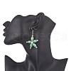 Glass Pearl & Synthetic Hematite Beaded Flower Dangle Earrings EJEW-JE05251-3