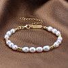 925 Sterling Silver & Natural Pearl Beaded Bracelets BJEW-Z025-05G-2