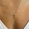 925 Sterling Silver Pave Clear Cubic Zirconia Geometric Oval Pendant Necklaces for Women UR7490-2