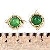 Brass Pave Natural Green Onyx Agate(Dyed & Heated) Flat Round Links Connector Charms KK-U043-45G-A-3