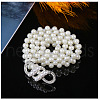 White Acrylic Pearl Beaded Elastic Chain Belts with Alloy Buckles WG1BD5E-06-1