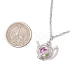 Handmade Flower Printed Porcelain Ceramic Bead Kettle Pendant Necklaces NJEW-JN05257-3
