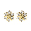 Flower Brass Micro Pave Clear Cubic Zirconin Stud Earrings EJEW-D318-10G-4
