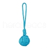 Polyester Cord Knitted Ball Wood Pendant Decoration HJEW-JM01034-3