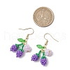 Flower with Cherry 304 Stainless Steel Glass Seed Beads Dangle Earrings EJEW-MZ00419-3