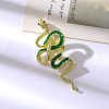 Snake Aolly Rhinestone Brooches JEWB-V008-01LG-02-1