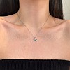 Rainbow 925 Sterling Silver Micro Pave Cubic Zirconia Pendant Necklaces for Women NJEW-F338-06P-1