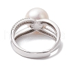 Round Natural Pearl Adjustable Rings RJEW-P113-09P-3