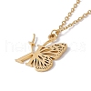 Initial Letter with Butterfly Pendant Necklace NJEW-C026-01G-K-3