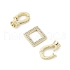 Brass Micro Pave Clear Cubic Zirconia Fold Over Clasps KK-U059-18G-2