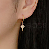 S925 Sterling Silver Star Hoop Earrings IY6510-1-1