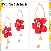 ANATTASOUL 5 Pairs 5 Colors Acrylic Flower Dangle Hoop Earrings with Rhinestone Tassel EJEW-AN0003-70-6
