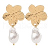 Flower 304 Stainless Steel Stud Earrings EJEW-Z065-13G-2