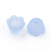 Chunky Cyan Transparent Frosted Tulip Flower Acrylic Bead Caps X-PL543-5-2