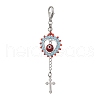 Handmade Evil Eye Lampwork & Glass Seed Beaded Heart Pendant Decorations HJEW-MZ00211-03-2