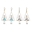 2Pair Girl with Triangle Brass Glass Seed Beads Dangle Earrings EJEW-MZ00453-2